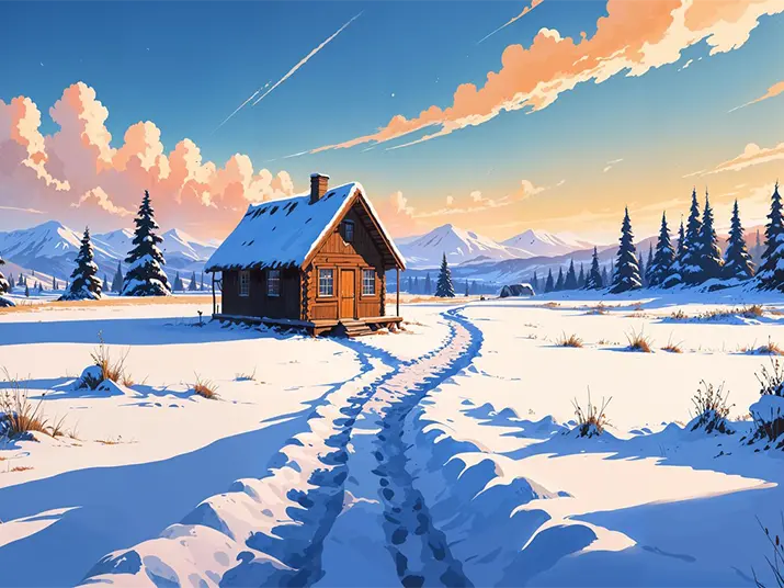 1 Digital art snow landscape painting