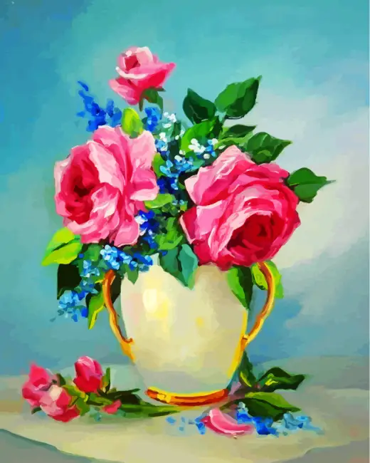 1 Pink roses in the vase