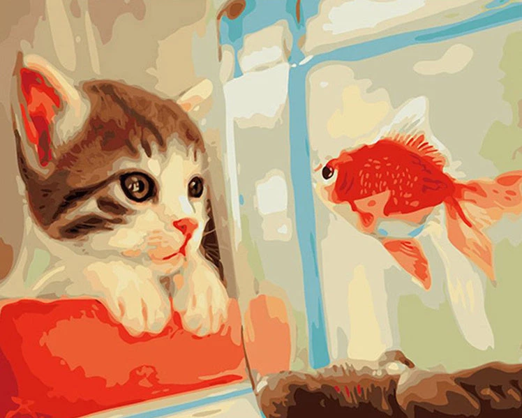 Cat and goldfish