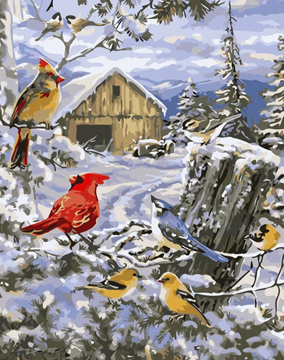 Birds at the winter farm kit