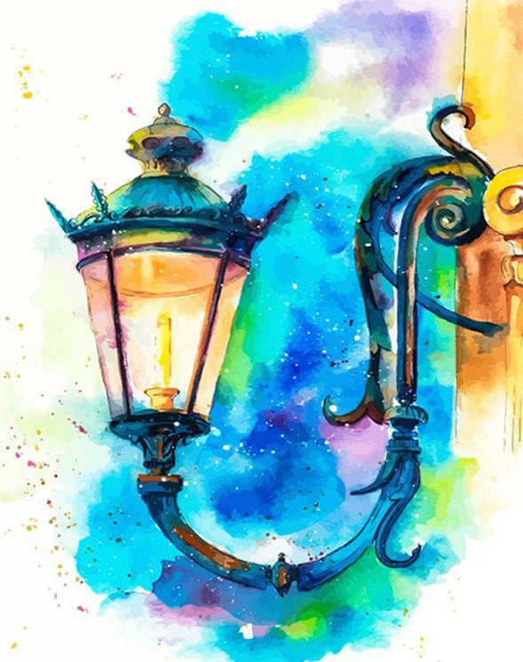 Street light watercolor painting