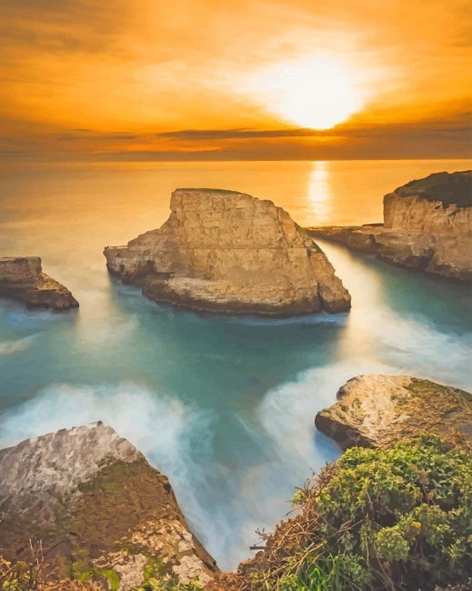 Shark fin cove davenport sunset