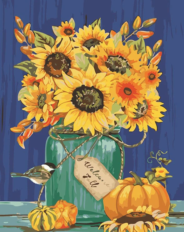 Autumn mason jar - sunflowers