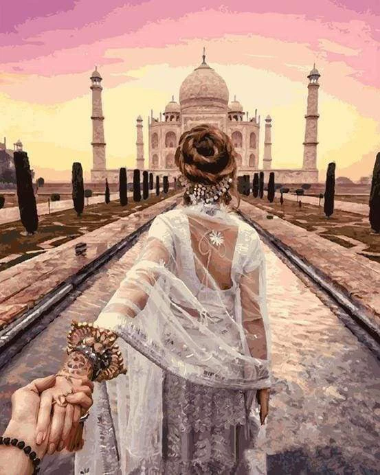 Romantic stroll taj mahal