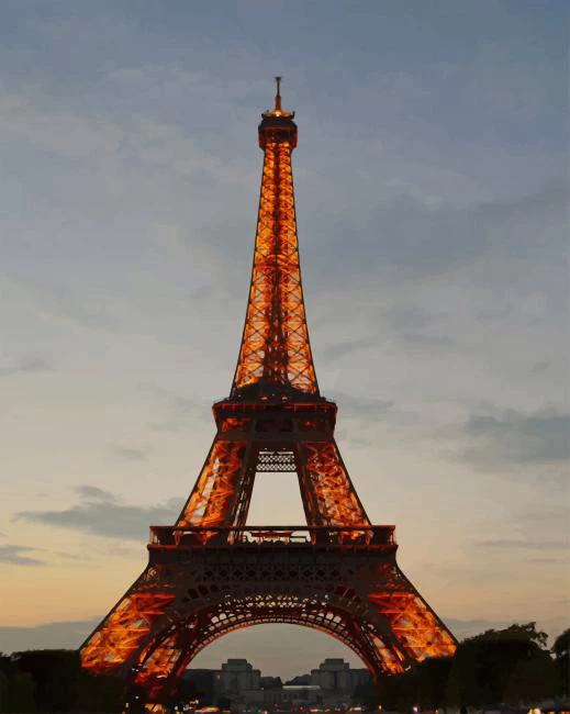 Paris eiffel tower in sunset
