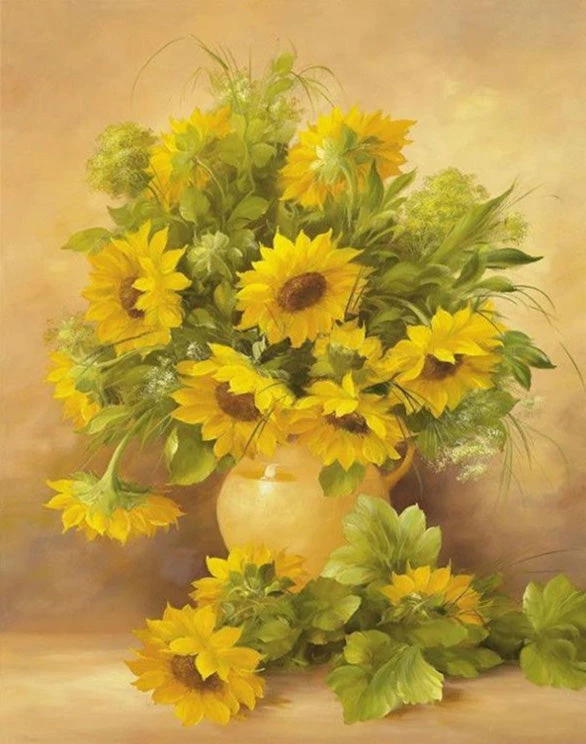 Floral design common sunflower still life painting