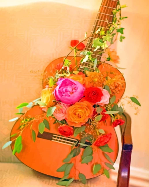 Guitar with flowers
