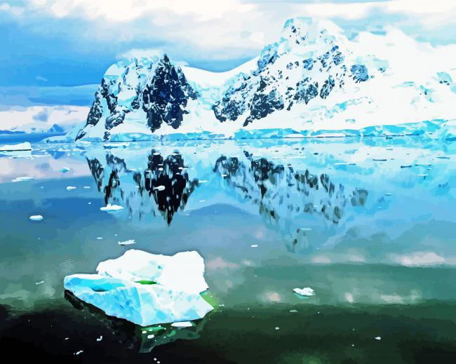 Mountains sea ice reflection