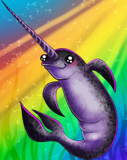 Cute narwhal and rainbow
