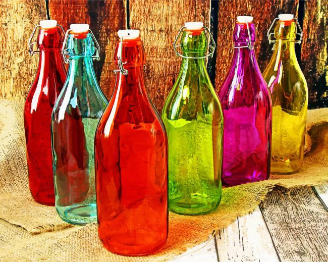 Aesthetic colored bottles