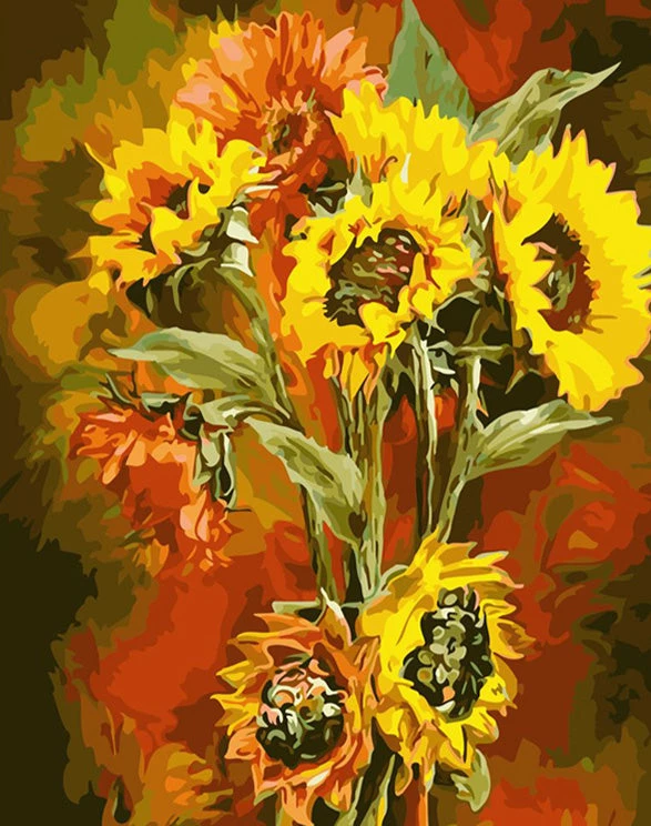 Sunflowers in sunflower vase