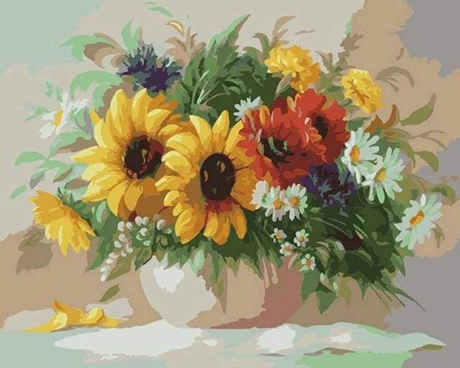 Colorful flowers in a vase