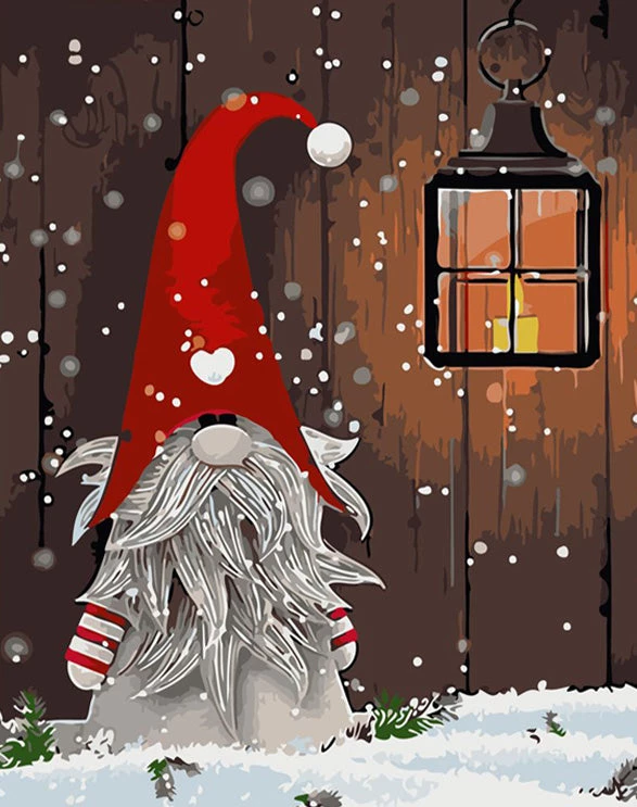 Christmas elf with lamp