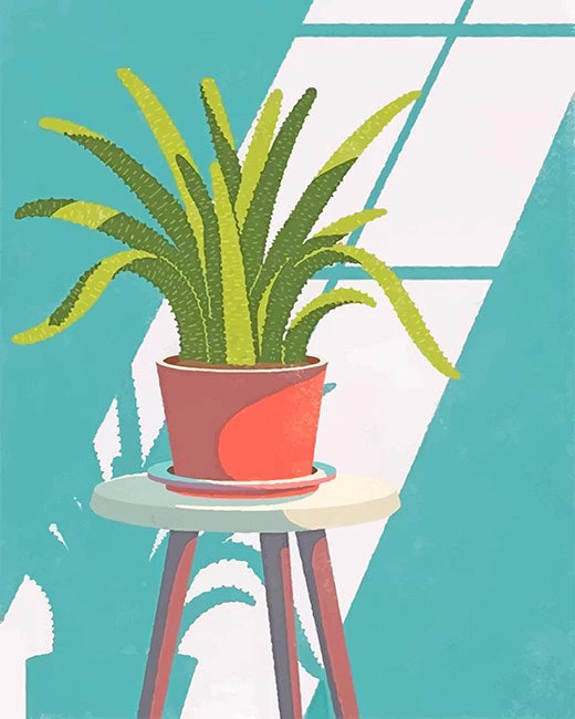 Green plant pot art