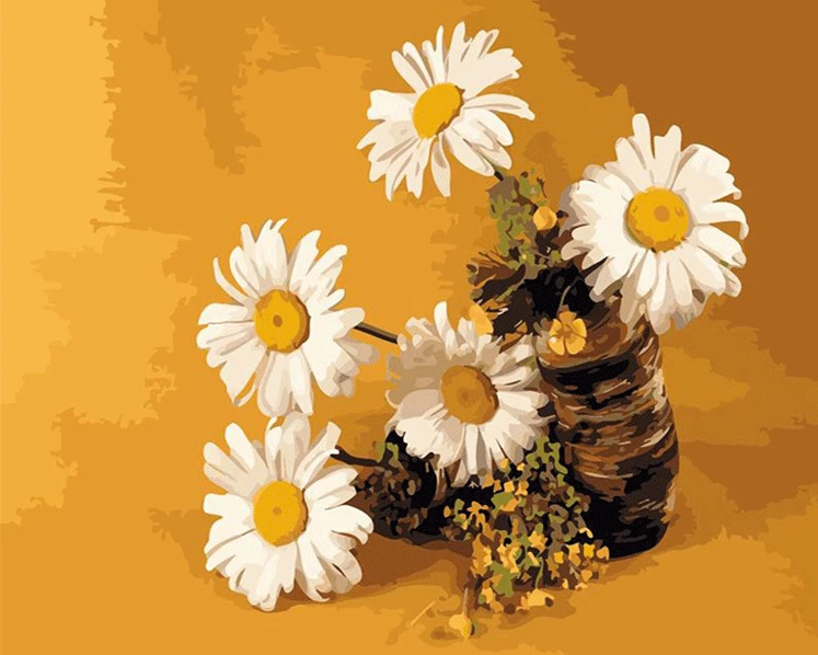 Daisies in a Wooden Vase