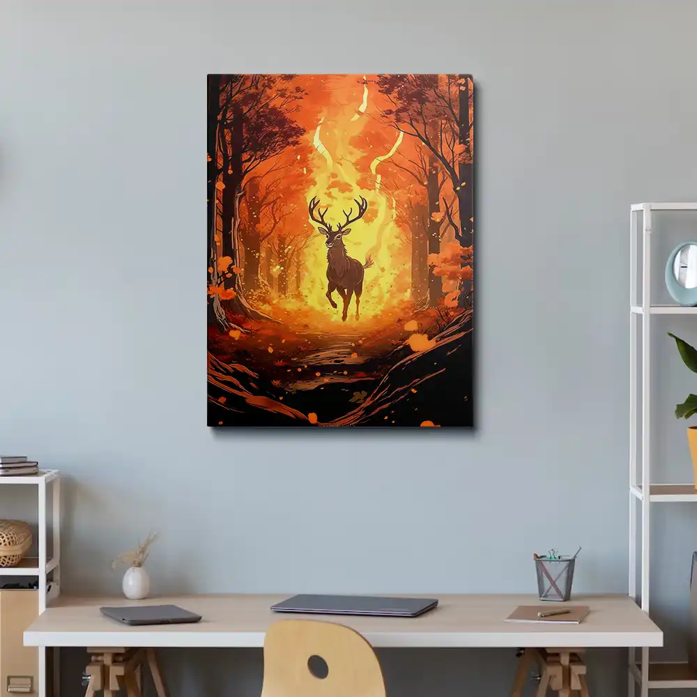 2 Anime style deer with fire