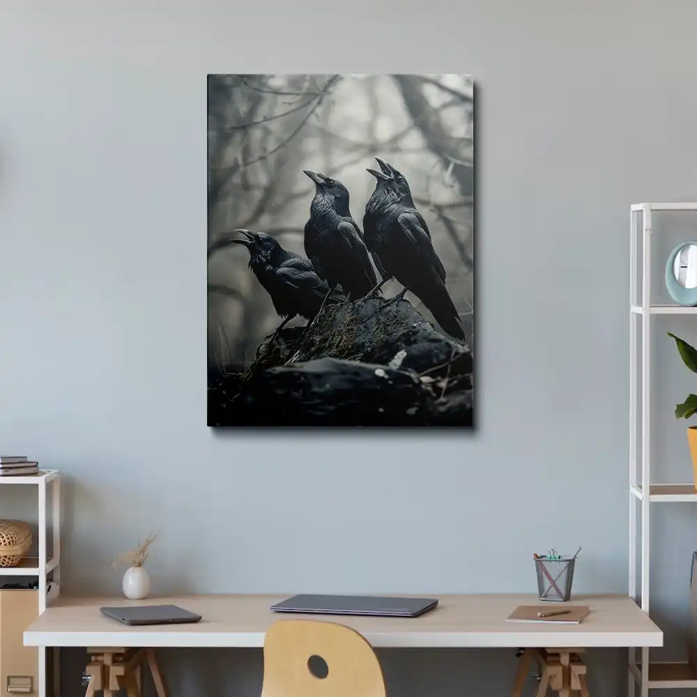 2 Dark scene of crows outdoors