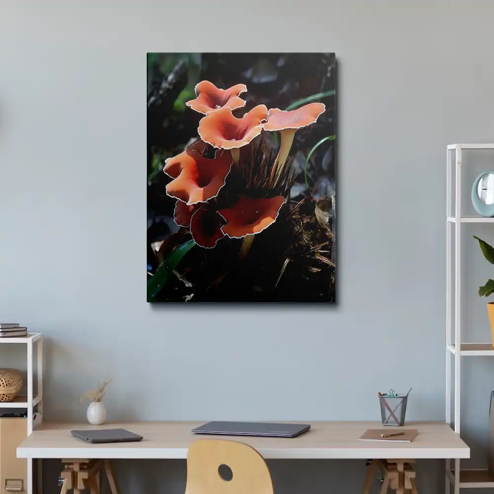 2 Mushrooms growing in forest