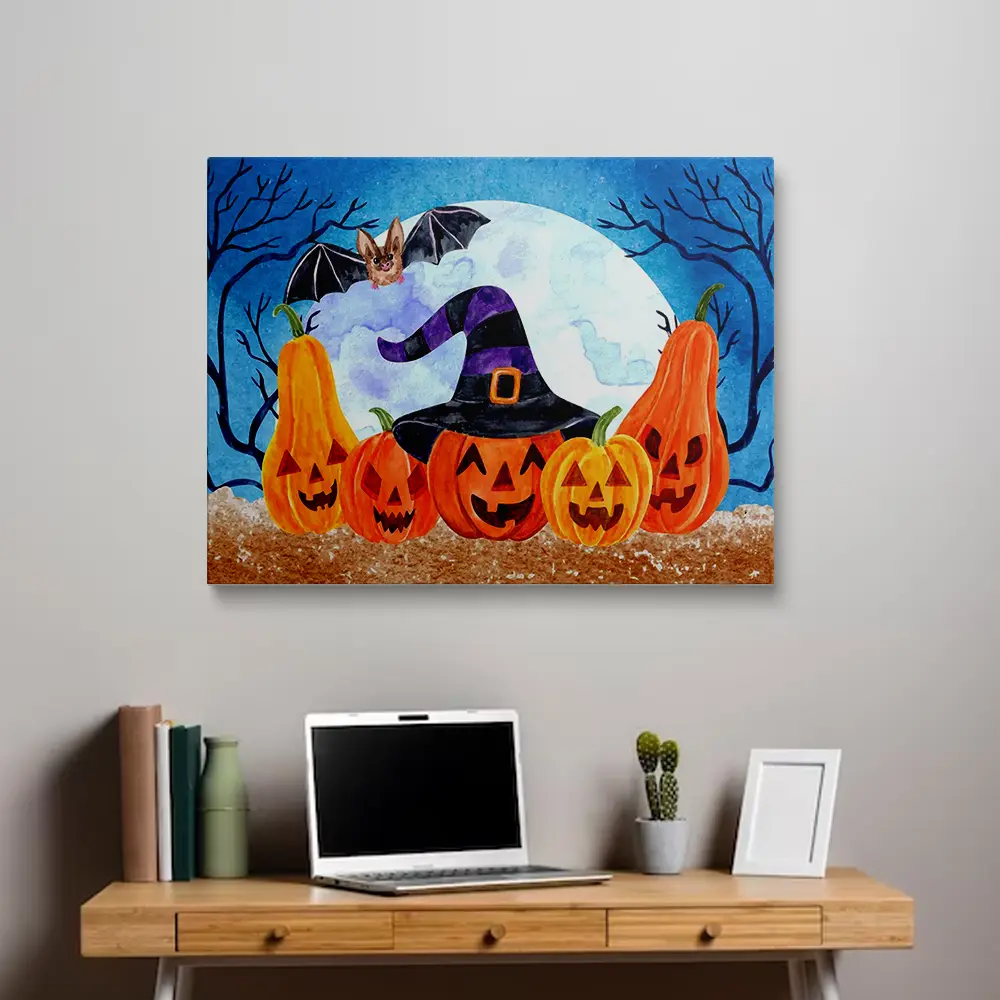 3 Bat pumpkin painting