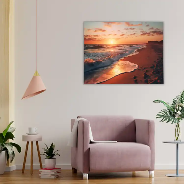 3 Sunset on the beach painting