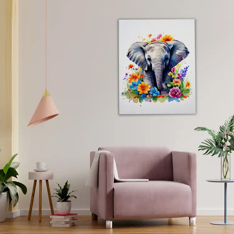 3 Watercolor painting of an elephant