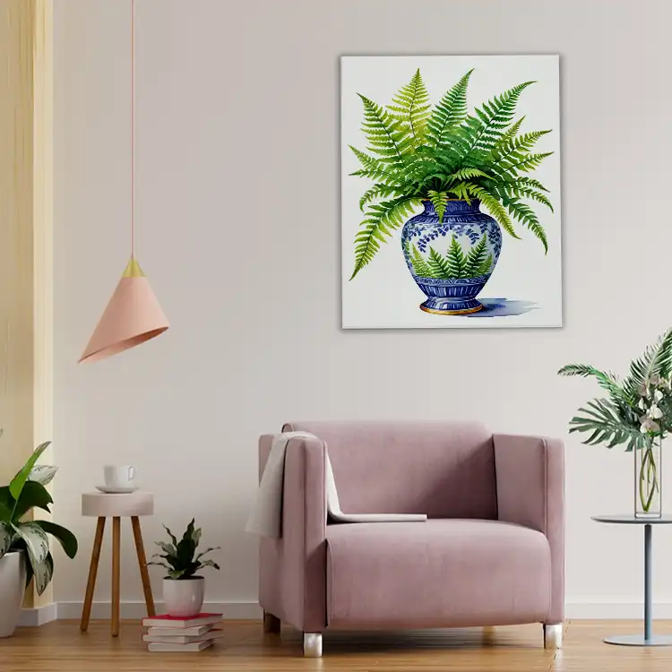 3 Fern watercolor painting