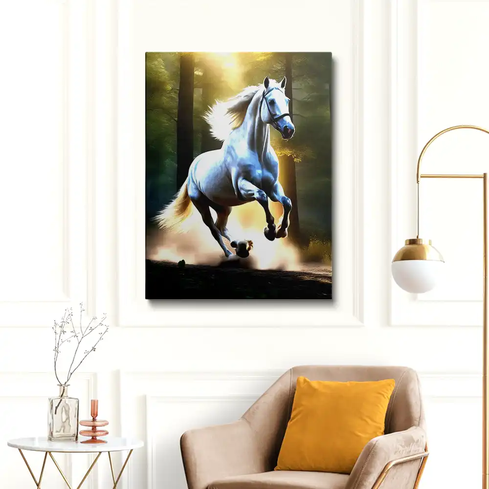 3 Acrylic white horse running