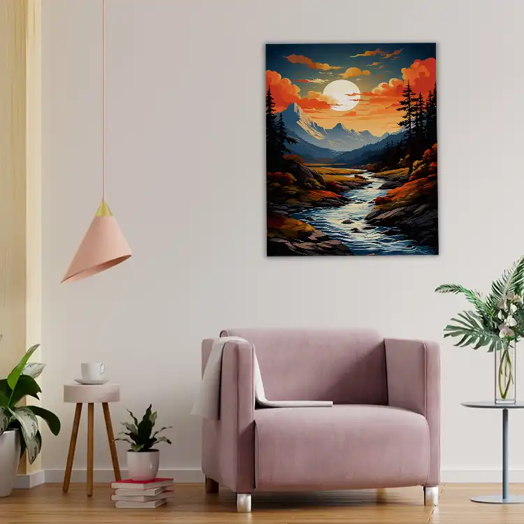 3 Painting of sunset over water