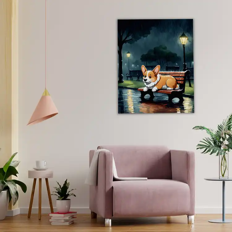 3 A dog in the rain with a sad look