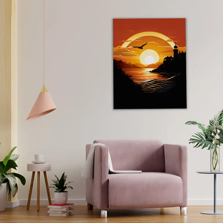 3 Sunset silhouette painting