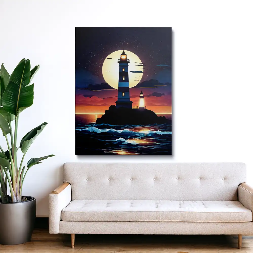 3 Lighthouse on the coast at night