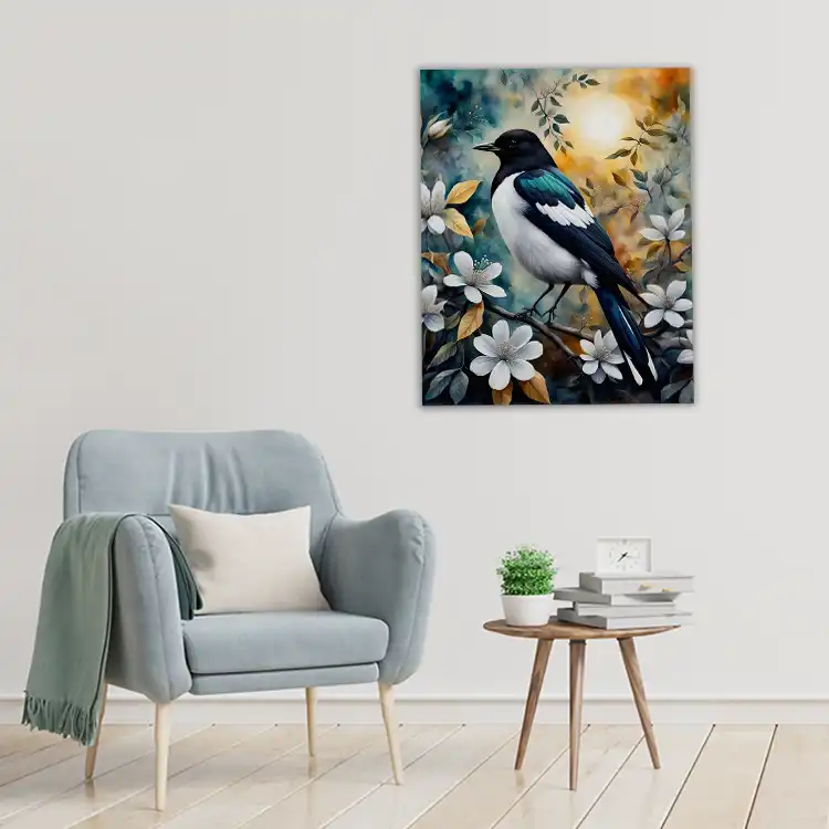 3 A watercolor magpie painting