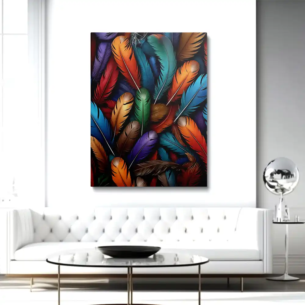 3 Beautiful colorful feathers