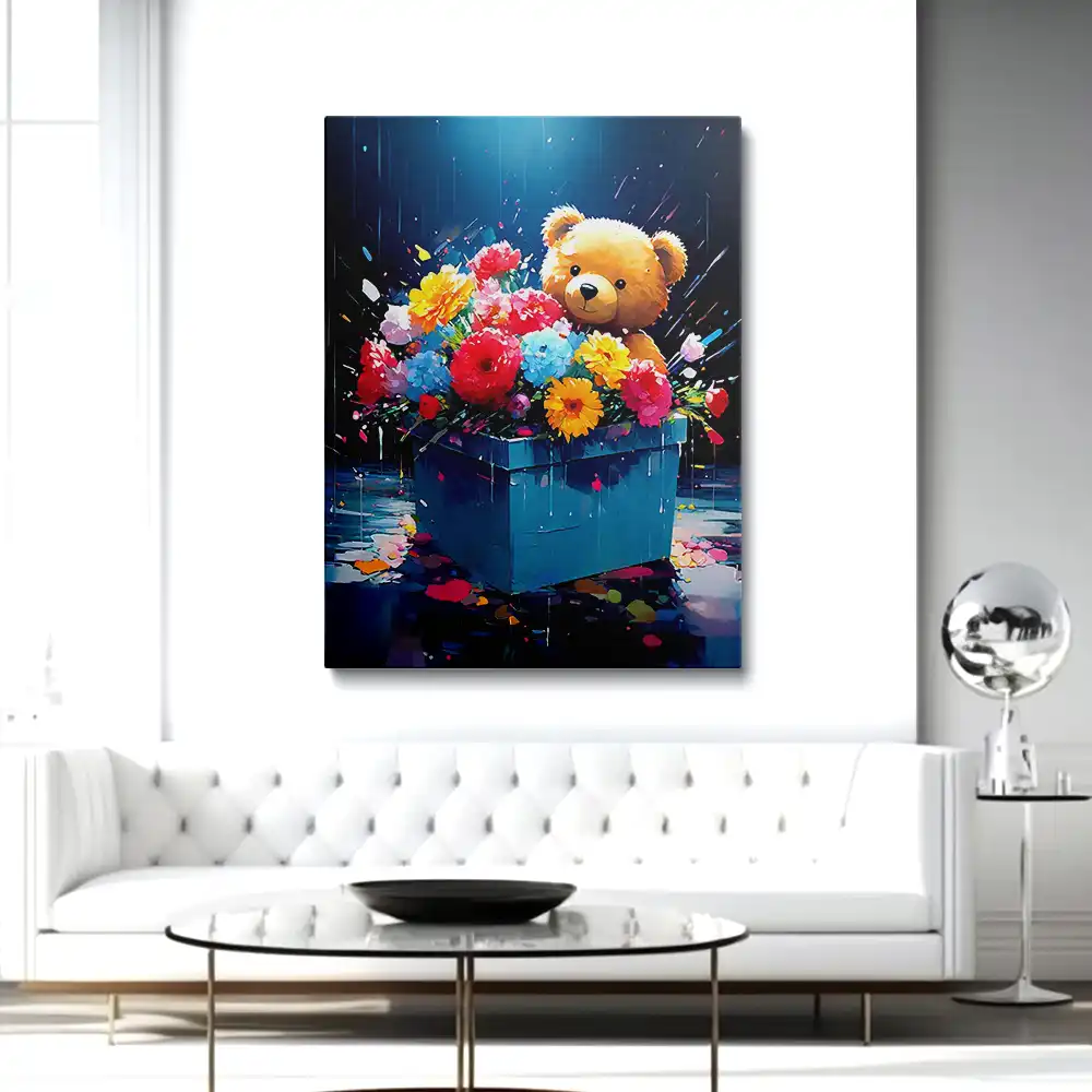 3 Teddy bear holding a bouquet