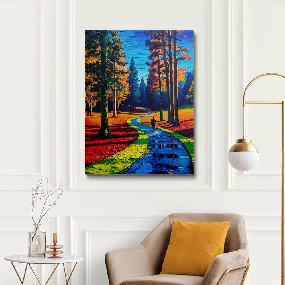 3 Rainbow road in a forest