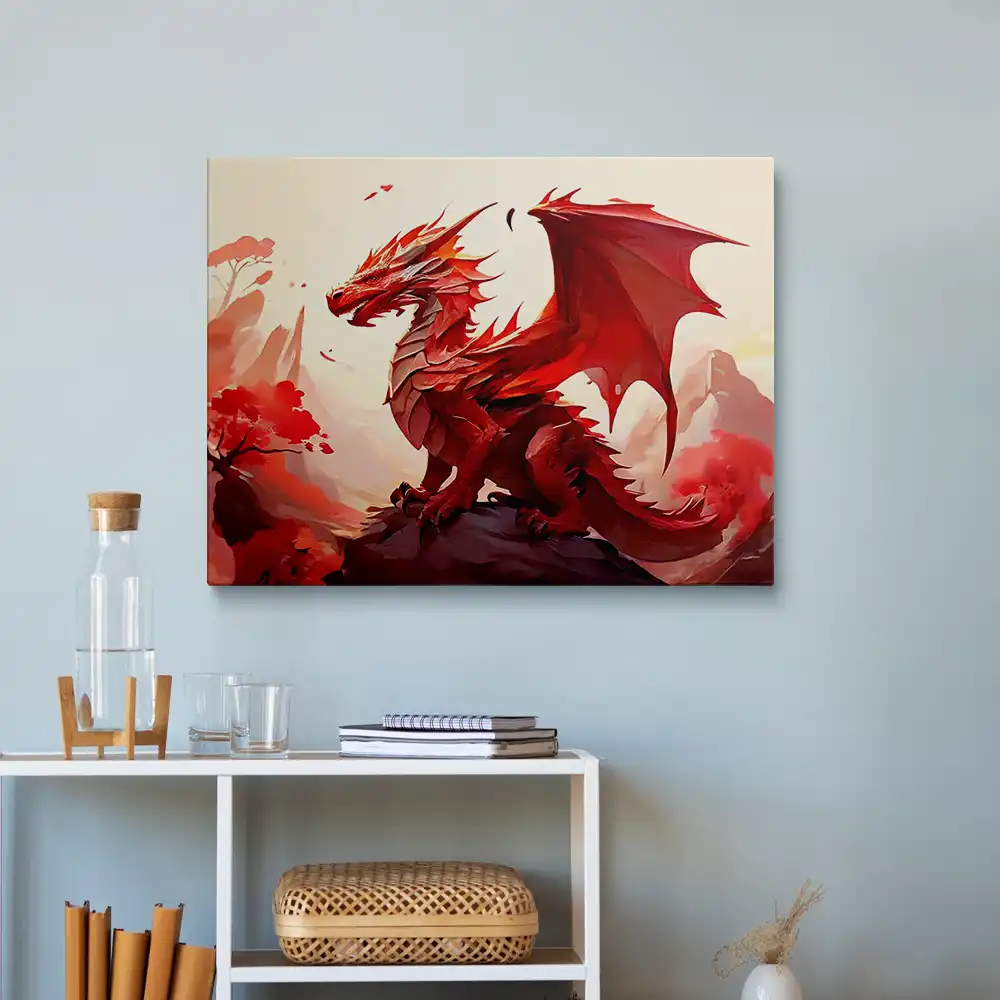 3 Red dragon painting