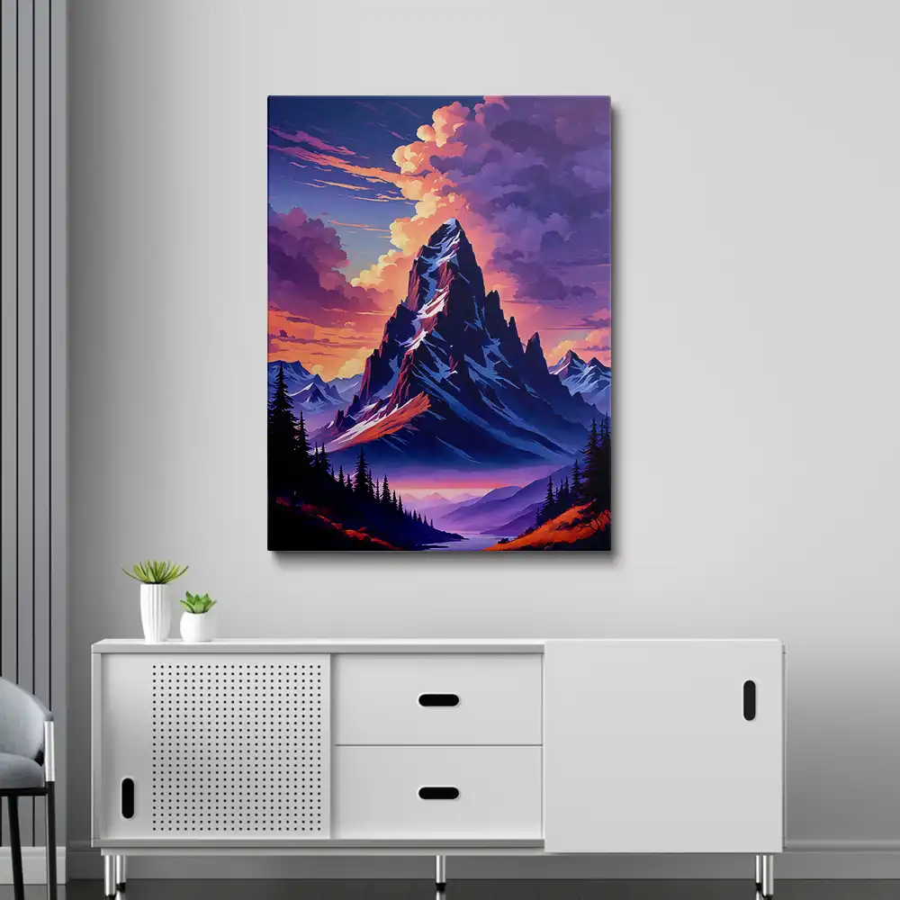 3 Mountains with a pink sky