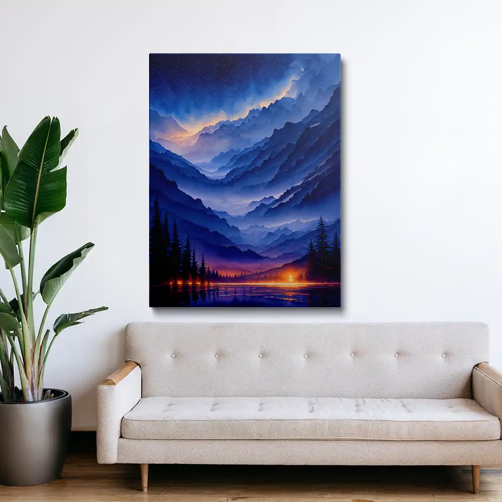 3 Night view of the mountains