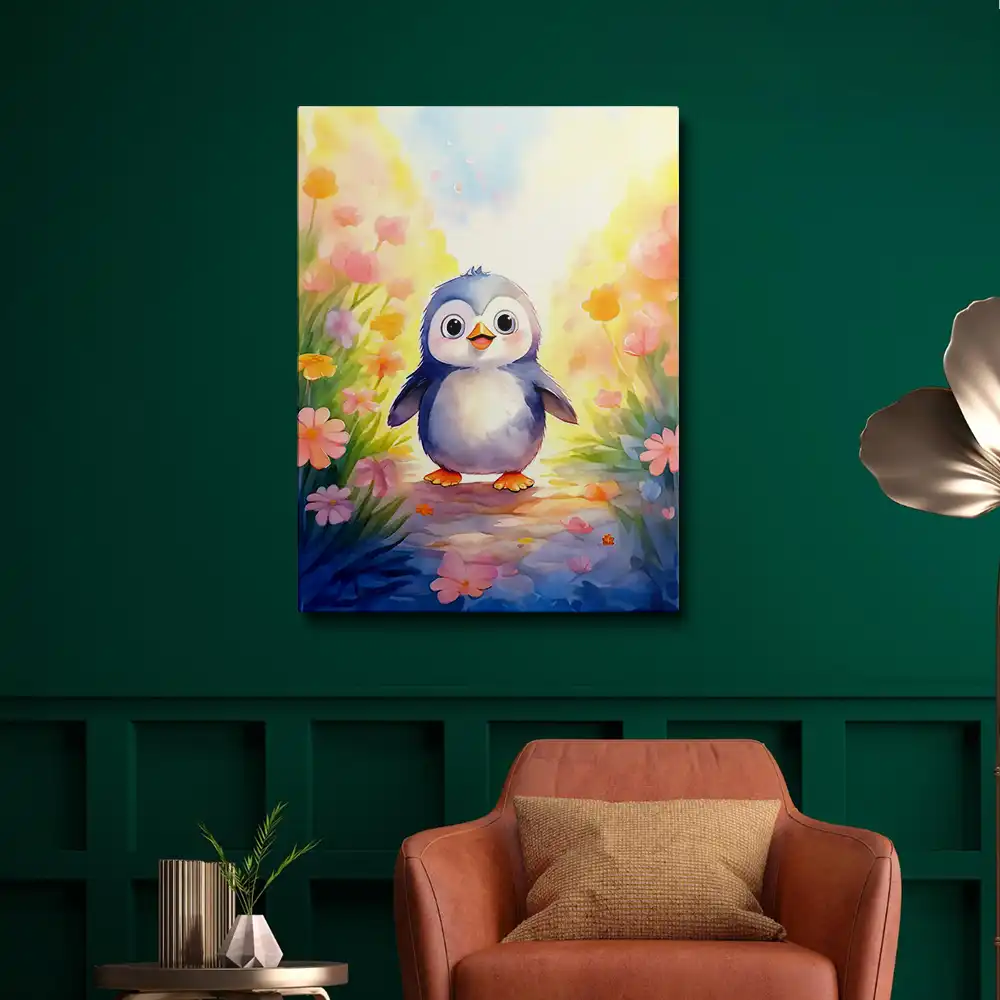 3 Watercolor painting of penguin