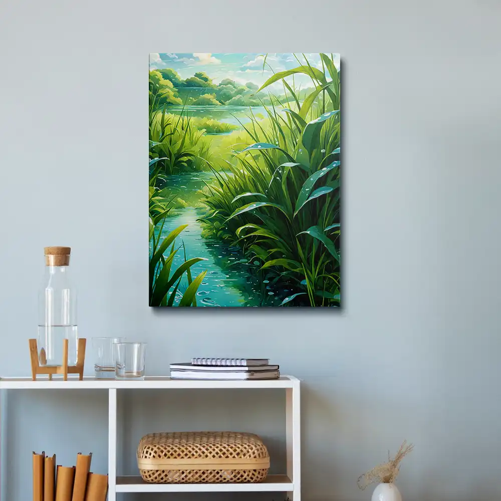 3 Painting of a water body with grass