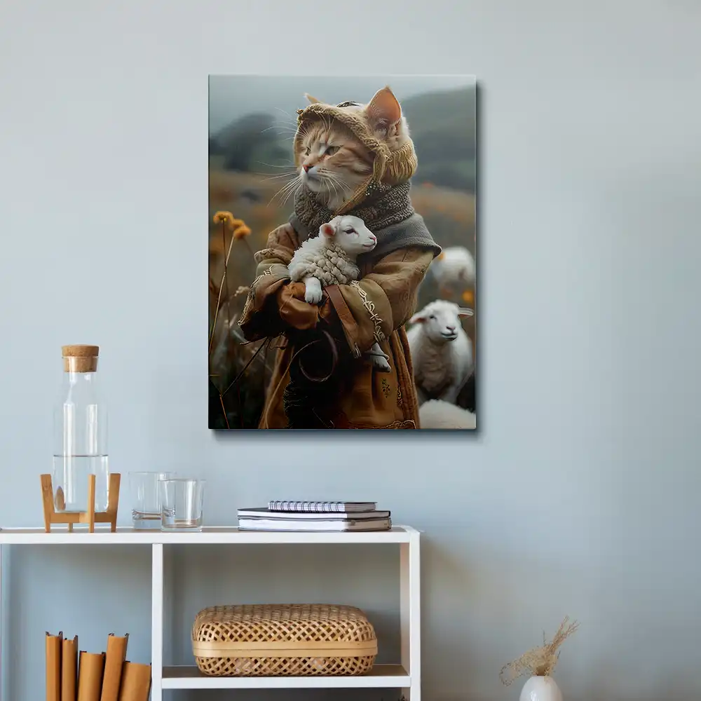 3 Painting of a Cat with a Lamb