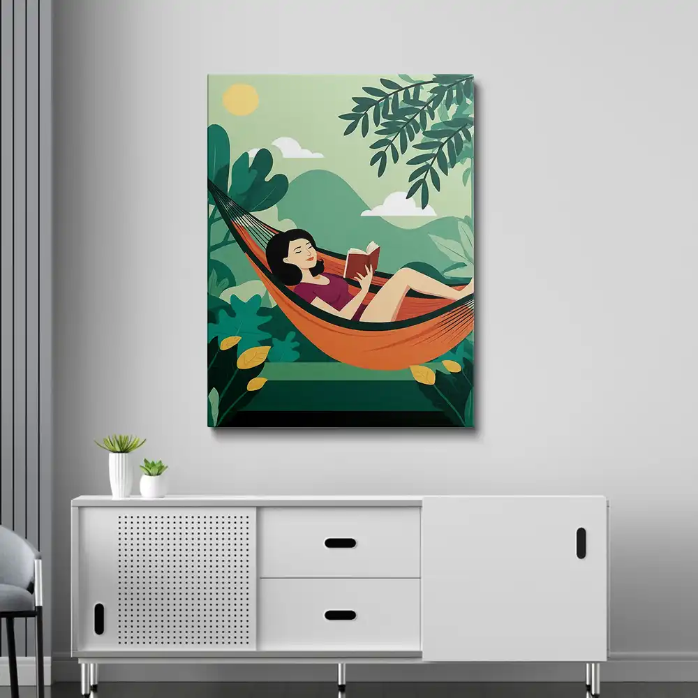 3 Woman relaxing in a hammock