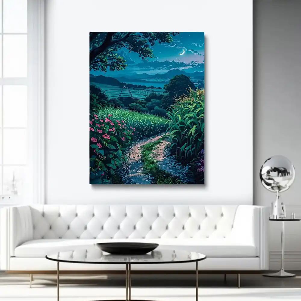 3 Painting of green field