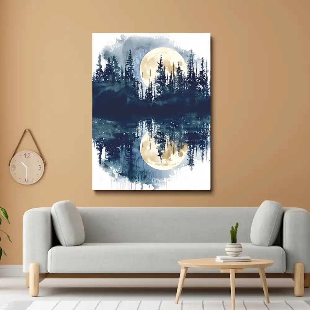 3 Watercolor moon forest painting