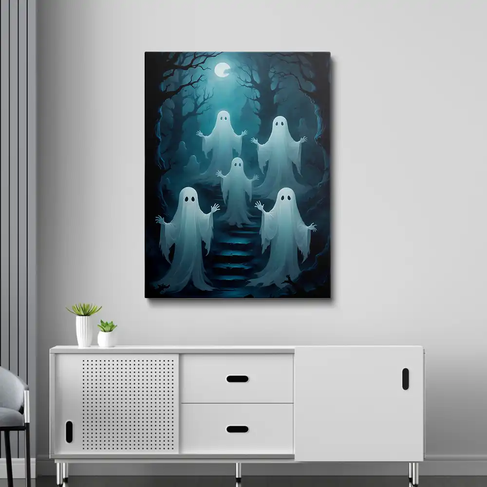 3 Halloween gathering of ghosts