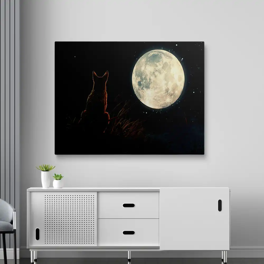 3 Fox gazing at full moon