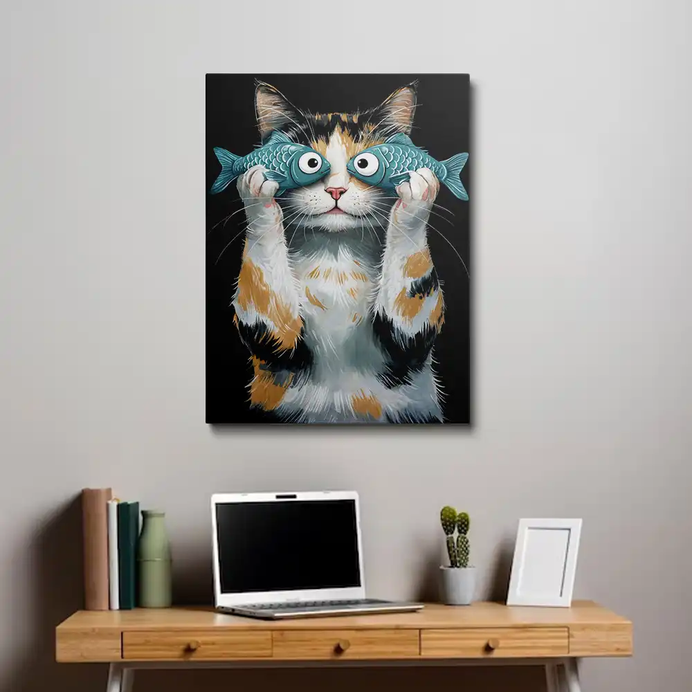 3 Playful cat with fish toys