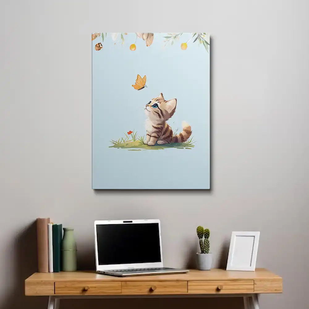 3 Kitten gazing at butterfly