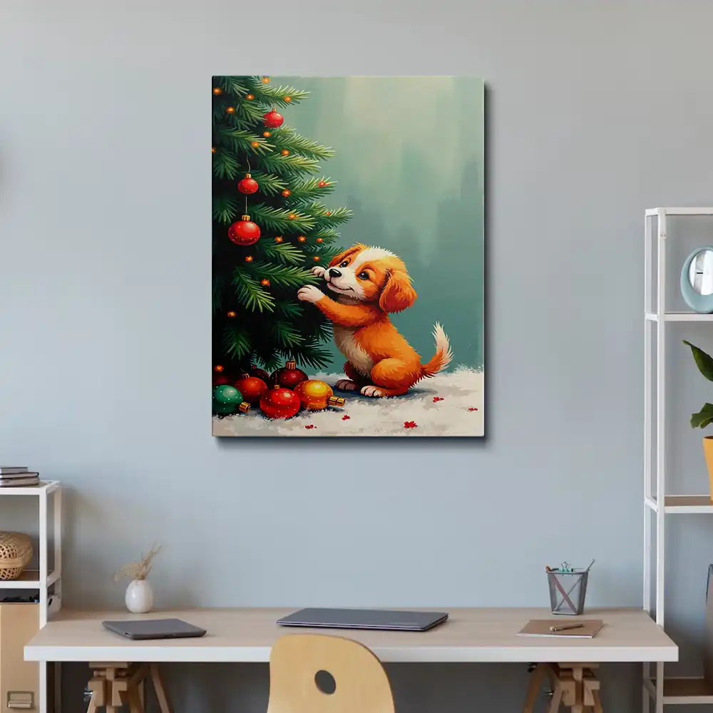 3 Christmas tree with a puppy