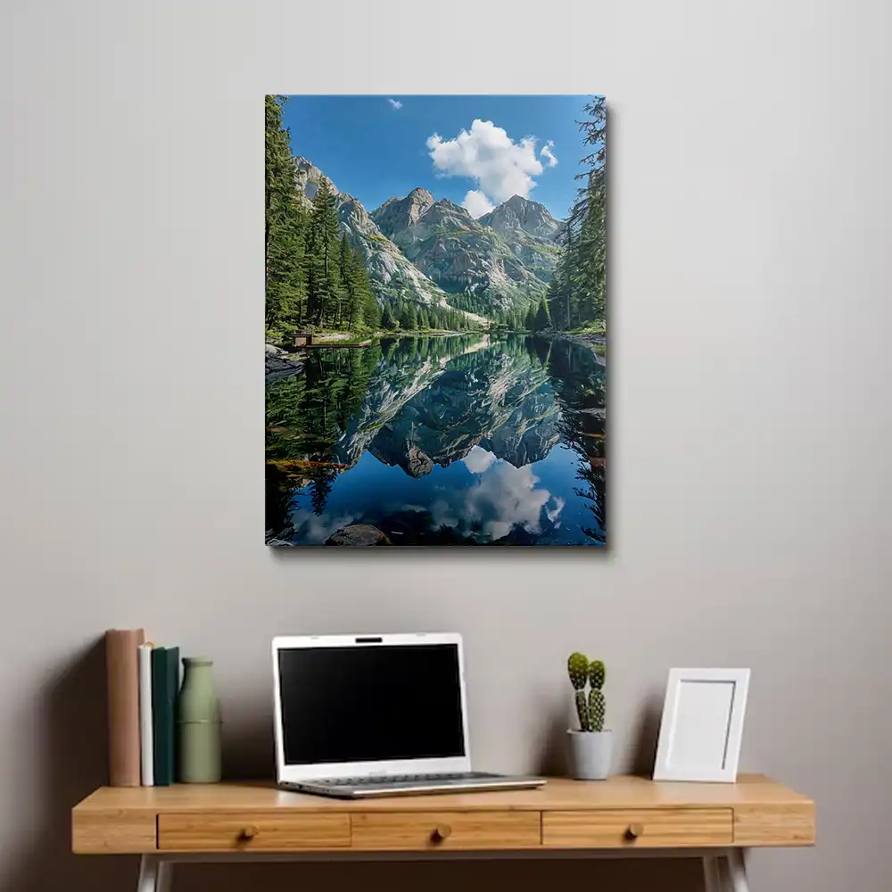 3 Serene mountain lake reflection